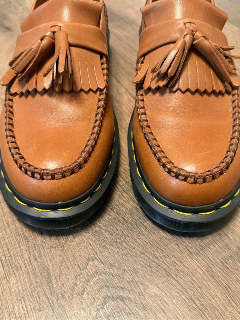 Unisex Dr. Martens ‘Adrian’ Woven Tassel Loafers in Cognac Brown - Picture 3 of 11